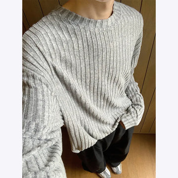 Riolio Autumn Long Sleeved T-shirt Men Oversized Fashion Casual Striped T Shirt Men Streetwear Korean Loose Round Neck Tshirt Mens Top